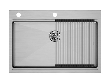 Кухонная мойка Paulmark PM707551-BS+R405-BS 75х50 цвет нержавеющая сталь поверхность матовая